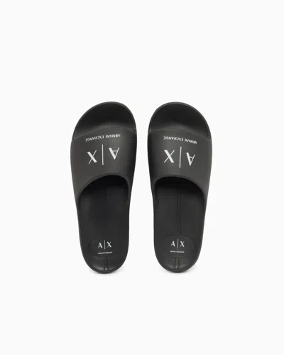 Armani Exchange Slides In Technical Fabric In Black