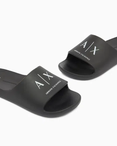 Armani Exchange Slides In Technical Fabric In Black