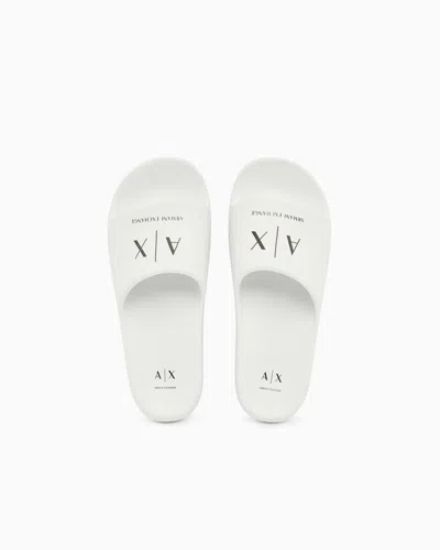 Armani Exchange Slides In Technical Fabric In White