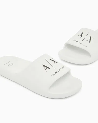 Armani Exchange Slides In Technical Fabric In White