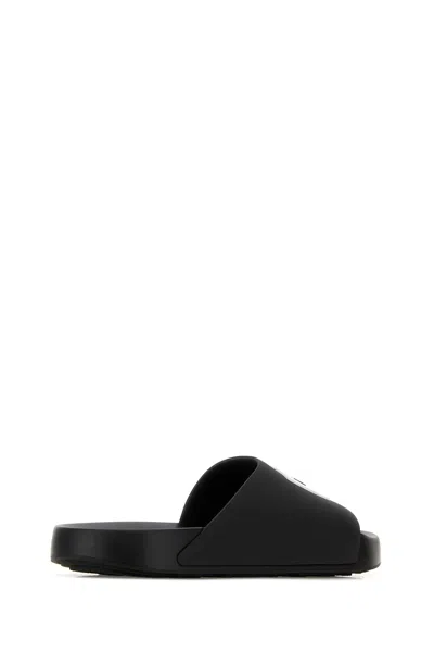 Givenchy Black Sandals With Wide Band And Contrasting Logo Patch In Rubber Man
