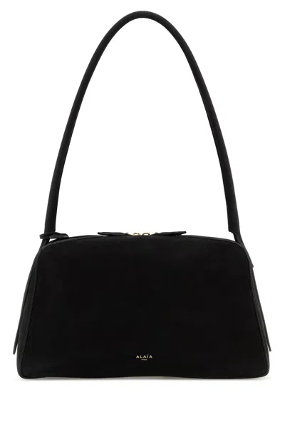 Alaïa Le Bouledogue Bowling Shoulder Bag In Nubuck Leather In Black