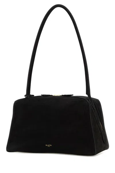 Alaïa Le Bouledogue Bowling Shoulder Bag In Nubuck Leather In Black
