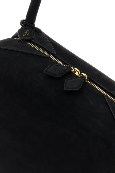 Alaïa Le Bouledogue Bowling Shoulder Bag In Nubuck Leather In Black