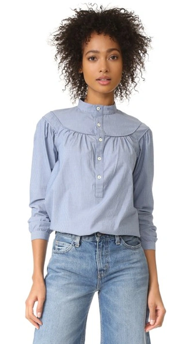 A.p.c. Sally Blouse In Blue, Stripes. In Blue Fonce