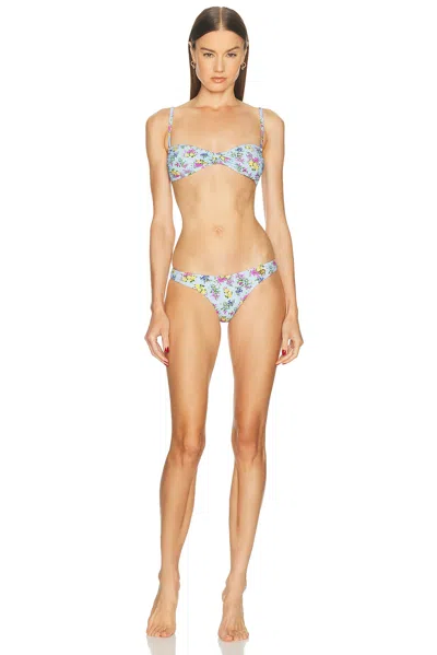 Dolce & Gabbana Floral-print Twist Bikini In Blue