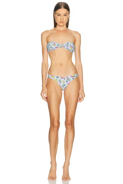 Dolce & Gabbana Floral-print Twist Bikini In Blue