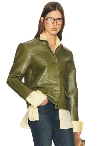 Helsa Puffy Leather Jacket In Brown