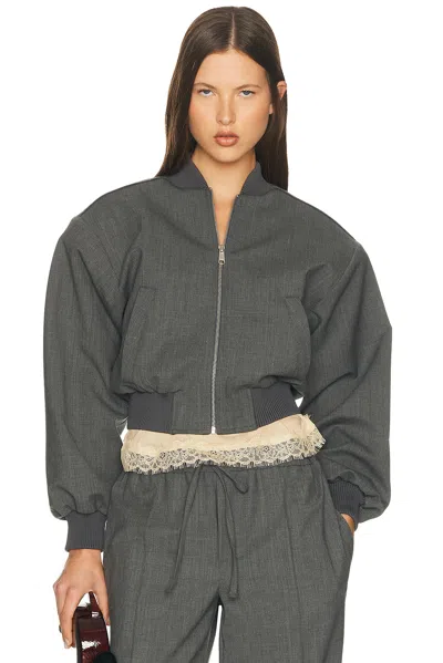 Helsa Wool Blend Bomber Jacket In Gray