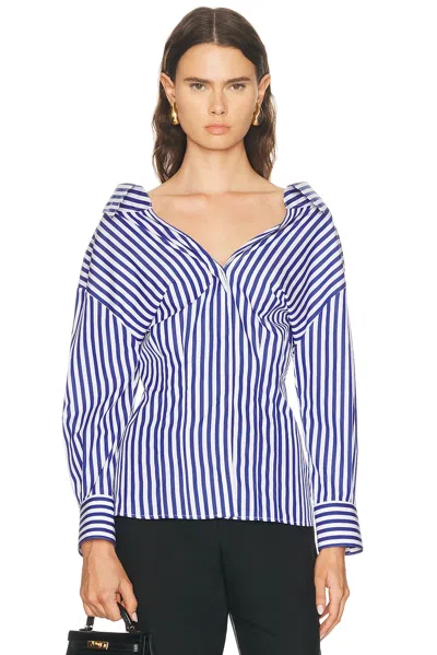 Givenchy Long Sleeve Striped Shirt Buttoned Cuffs Collar In Blue