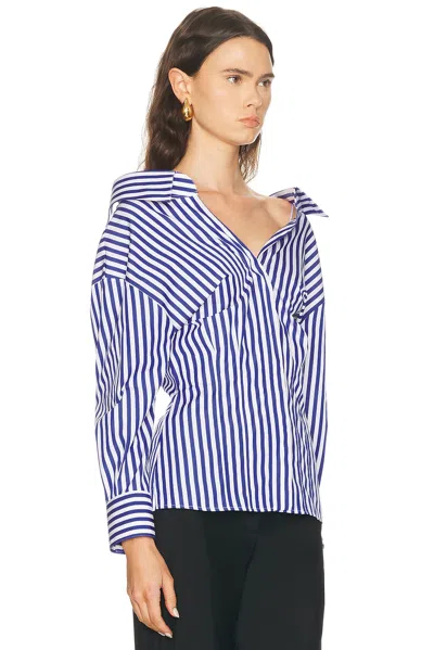 Givenchy Long Sleeve Striped Shirt Buttoned Cuffs Collar In Blue