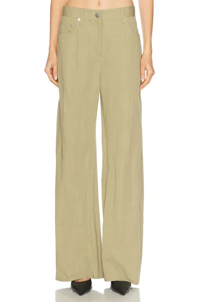 Helmut Lang High Rise Relaxed Bootcut Jeans In Warm Sage In Brown