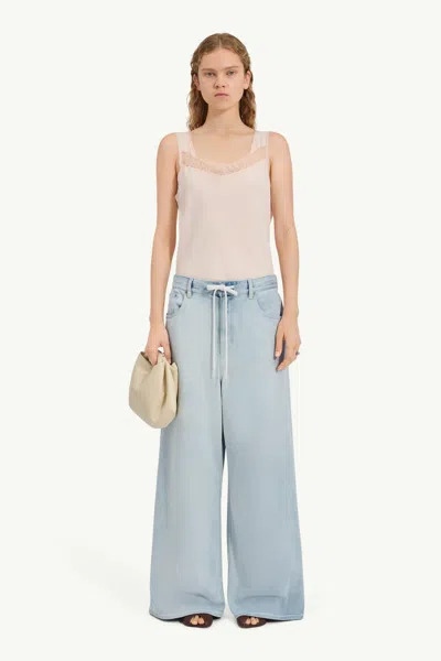 Mm6 Maison Margiela Drawstring Wide Leg Jeans In Blue