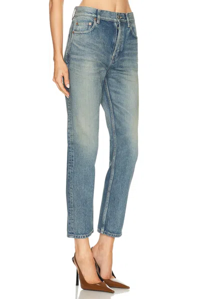 Saint Laurent 90s Slim Ankle Trousers Belt Loops In Blue