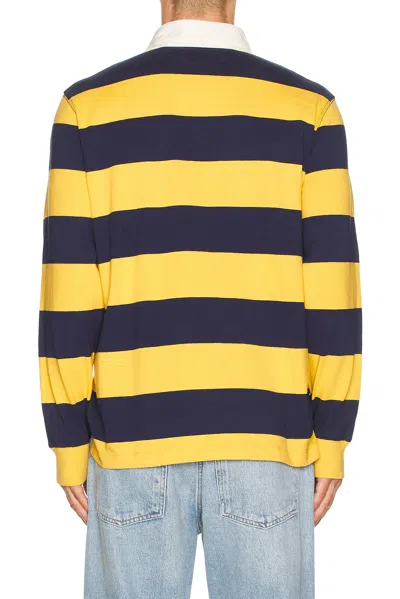 Polo Ralph Lauren Long Sleeve Jersey Knit Society Bear Rugby Shirt In Yellow