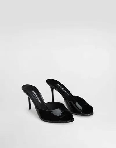 Dolce & Gabbana 75mm Vernice Patent Leather Mule Sandals In Black