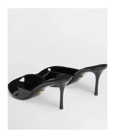 Dolce & Gabbana 75mm Vernice Patent Leather Mule Sandals In Black