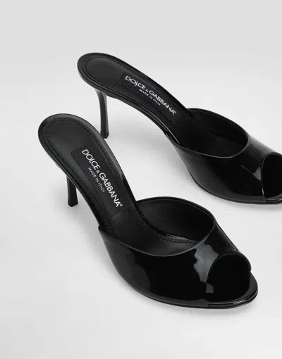 Dolce & Gabbana 75mm Vernice Patent Leather Mule Sandals In Black