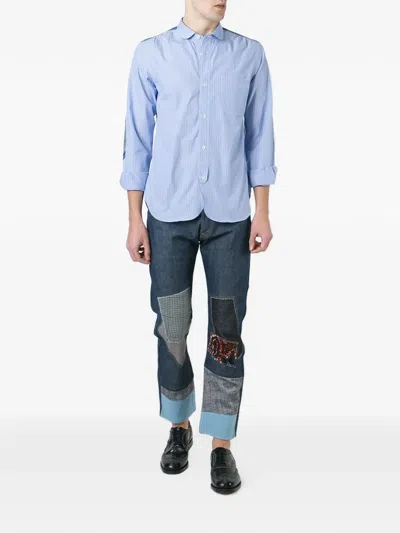 Junya Watanabe Stripe-pattern Shirt In Blue