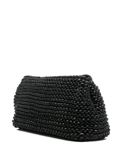 Totême Toteme T-lock Woven Leather Clutch Bag Bags In Black