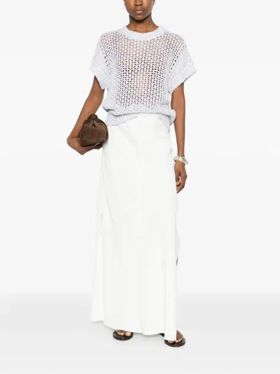 Panicale Open-knit T-shirt In White