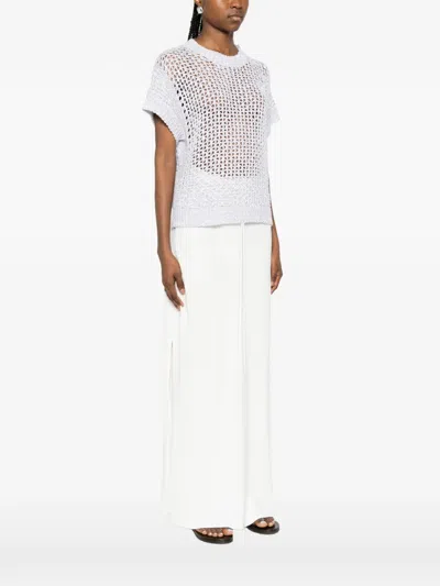 Panicale Open-knit T-shirt In White