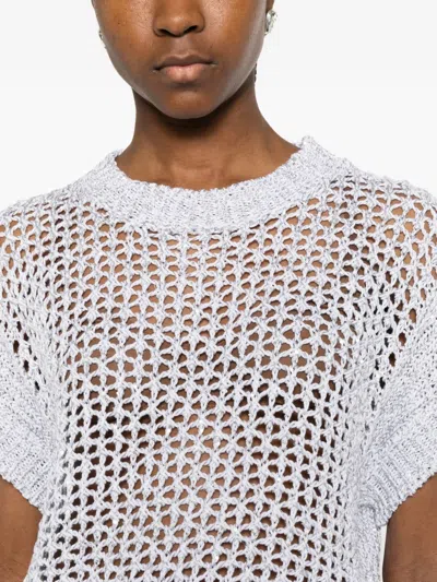 Panicale Open-knit T-shirt In White