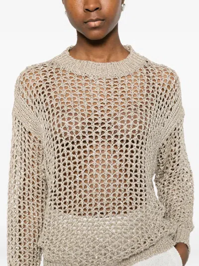 Panicale Open-knit Sweater In Neutral