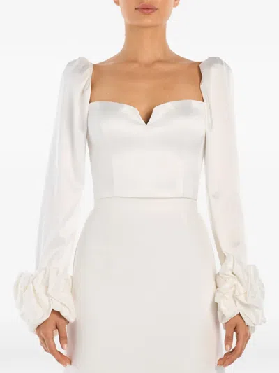Post Meridiem Removable-cuff Long-sleeve Top In White