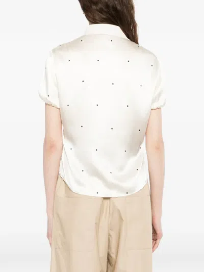 Less Polka Dot Silk Blouse In White