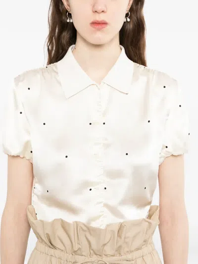 Less Polka Dot Silk Blouse In White