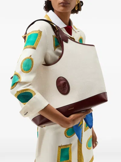 Versace Rivière Large Canvas Tote In Pattern