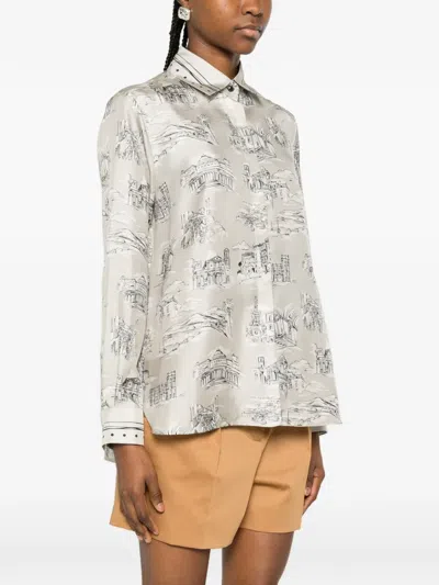 Max Mara Patterned Buttoned Shirt In Neutral