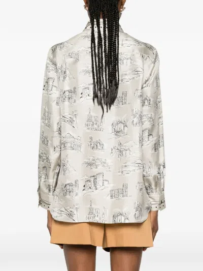 Max Mara Patterned Buttoned Shirt In Neutral