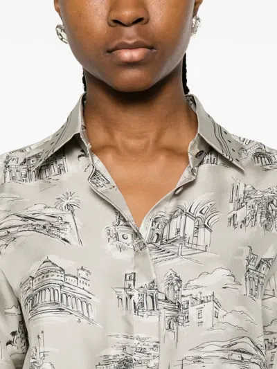 Max Mara Patterned Buttoned Shirt In Neutral