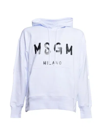 Msgm Cotton Sweatshirt In White
