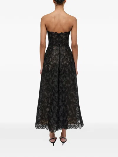 Simkhai Elvina Strapless Metallic Guipure Lace Maxi Dress In Black