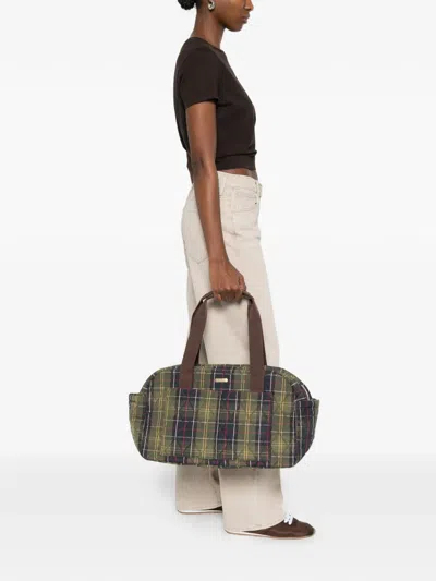 Barbour Wetherham Quilted Tartan-pattern Tote Bag In Red