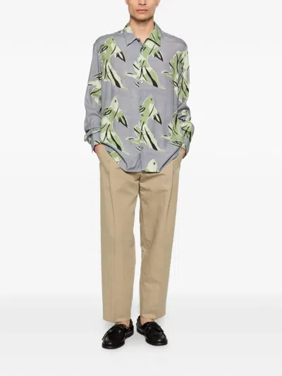 Paul Smith Print Buttoned Shirt In Blue