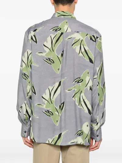 Paul Smith Print Buttoned Shirt In Blue