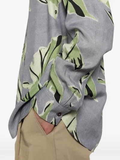 Paul Smith Print Buttoned Shirt In Blue