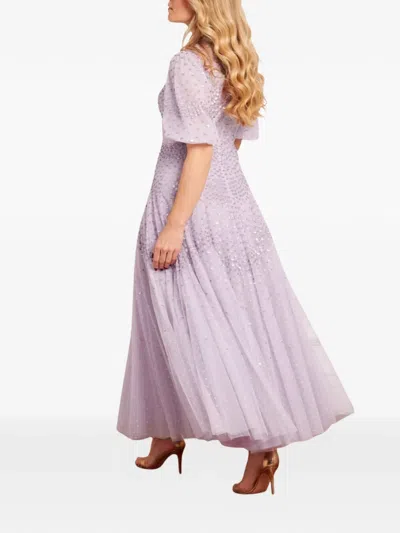 Needle & Thread Scallop Sequin V-neck Ankle Gown In Purple