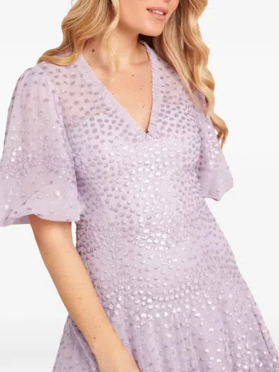 Needle & Thread Scallop Sequin V-neck Ankle Gown In Purple