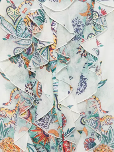 Just Cavalli Ruffled Blouse In Multi