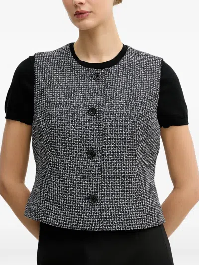 Dkny Button Tweed Vest In Multi