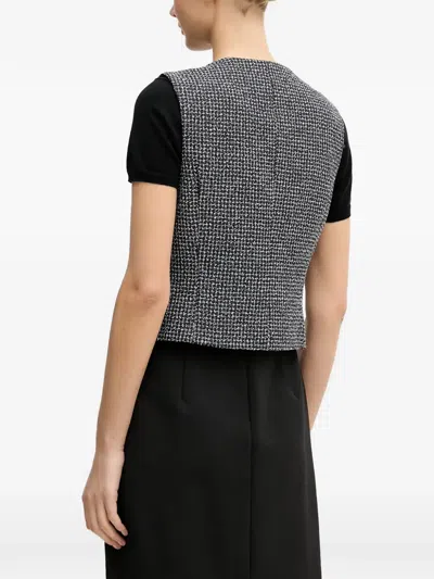 Dkny Button Tweed Vest In Multi