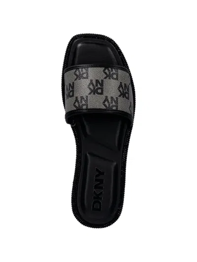 Dkny Logo Pattern Embellished Slides In Black