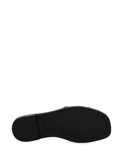 Dkny Logo Pattern Embellished Slides In Black