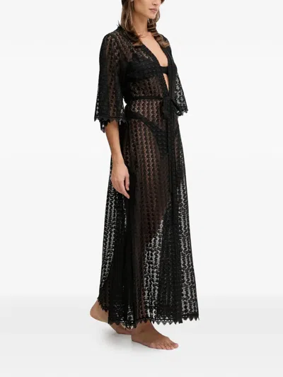 Melissa Odabash Tali Laced Belted Kaftan In Pattern