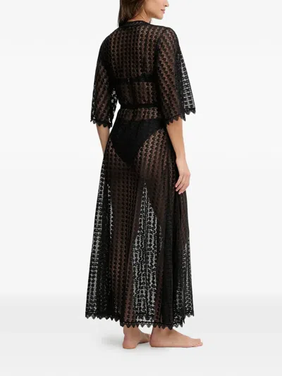 Melissa Odabash Tali Laced Belted Kaftan In Pattern